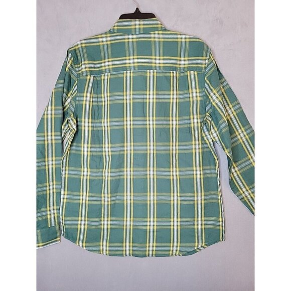 prAna Button Up Flannel Shirt Men's Small Green Yellow Plaid Casual, NWT $79 - Picture 11 of 13